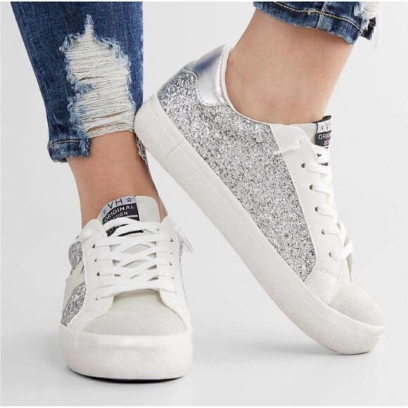 Vintage Havana April Gold Glitter Multi Suede Sneakers Size 7.5 - Picture 2 of 11